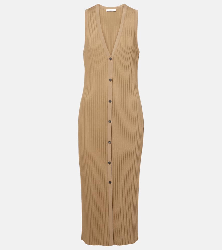 Ribbed-knit midi dress