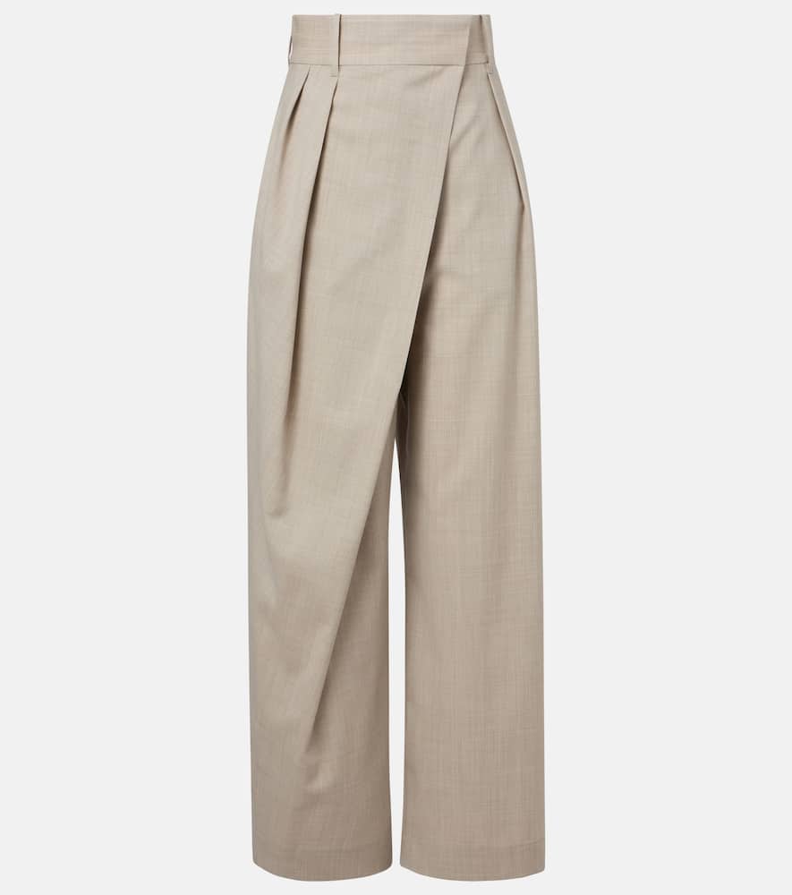 Asymmetric wool wide-leg pants