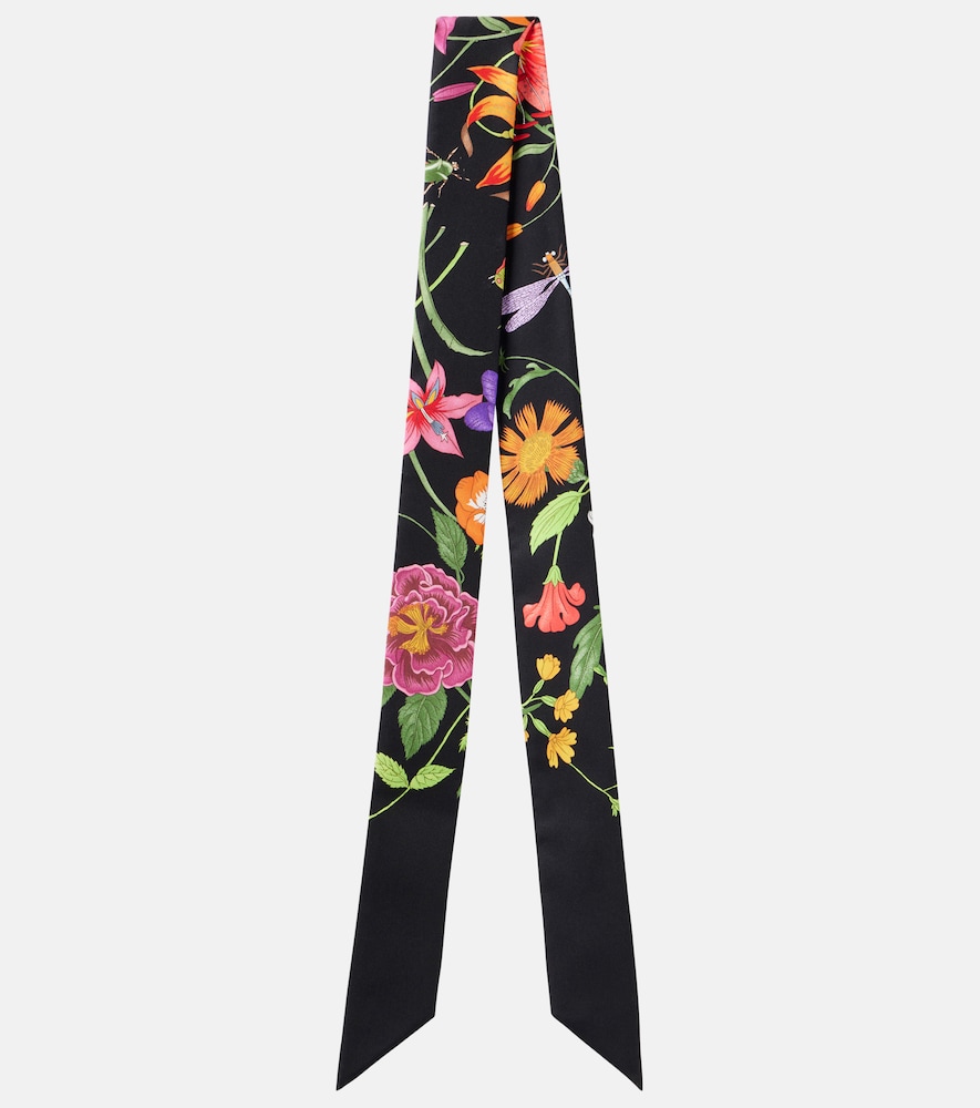Gucci Donna Foulard In Twill Di Seta Con Stampa Nero Unica- Mytheresa