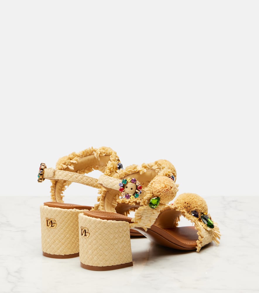 Dolce & Gabbana Embroidered Sandal With Fringes