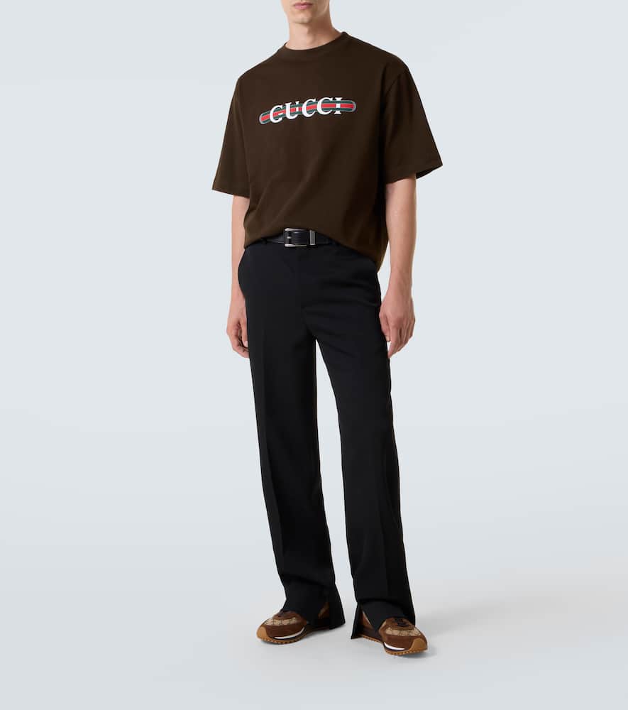 Gucci Re-motion Gg Canvas Suede-trimmed Sneakers In Brown