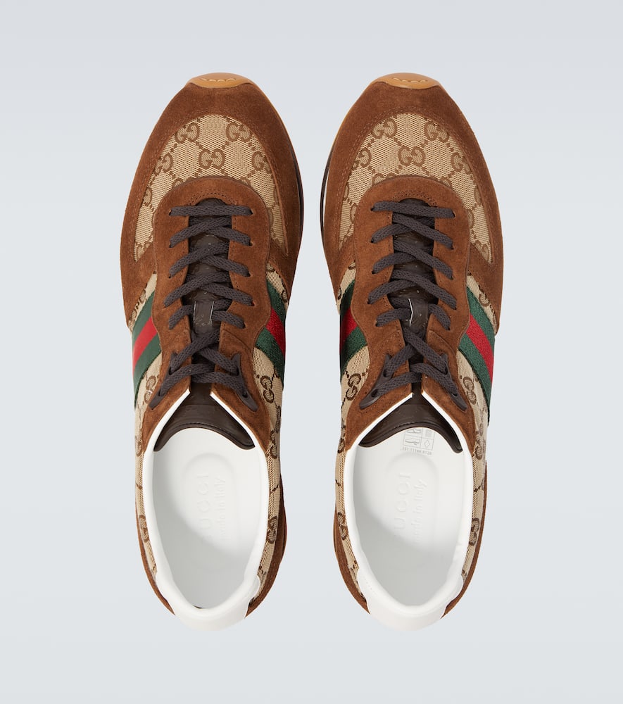 Gucci Re-motion Gg Canvas Suede-trimmed Sneakers In Brown