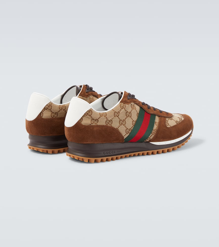 Gucci Re-motion Gg Canvas Suede-trimmed Sneakers In Brown