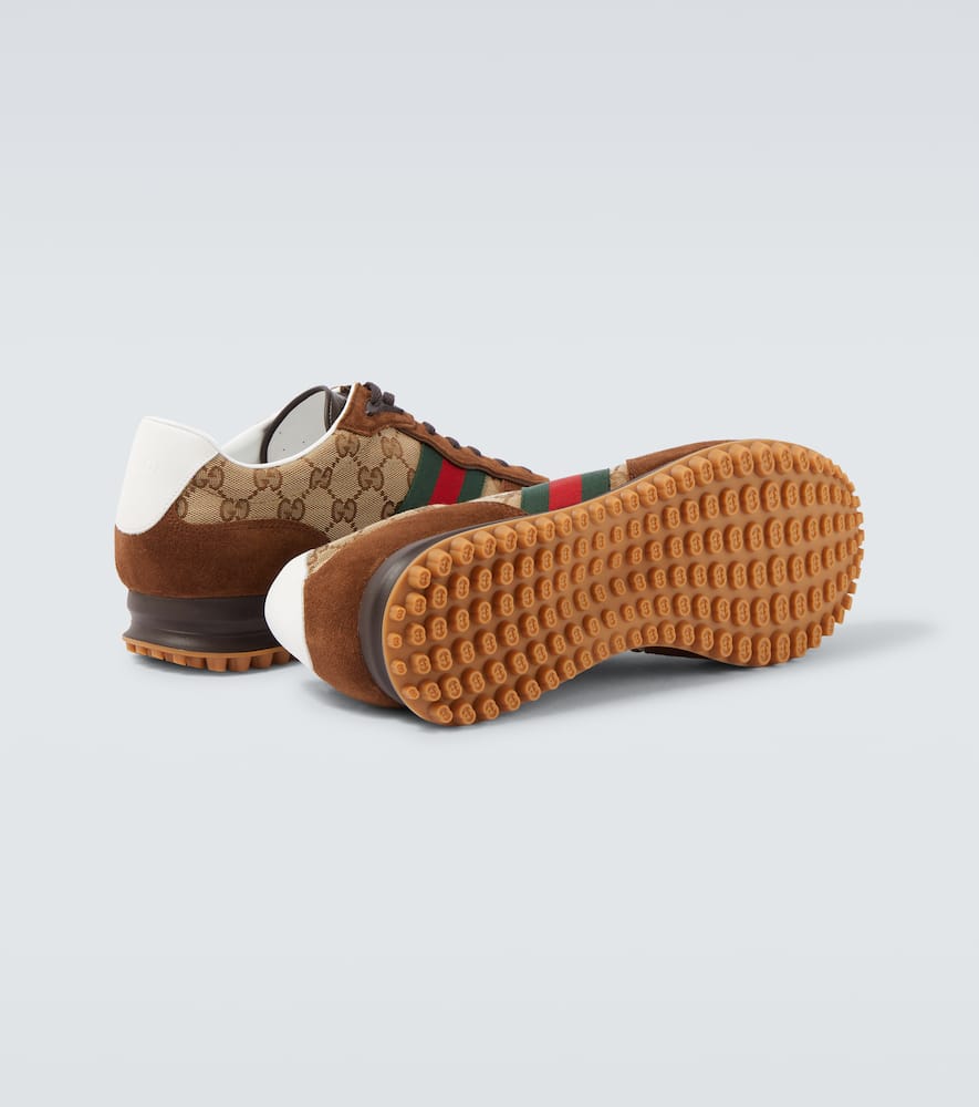 Gucci Re-motion Gg Canvas Suede-trimmed Sneakers In Brown