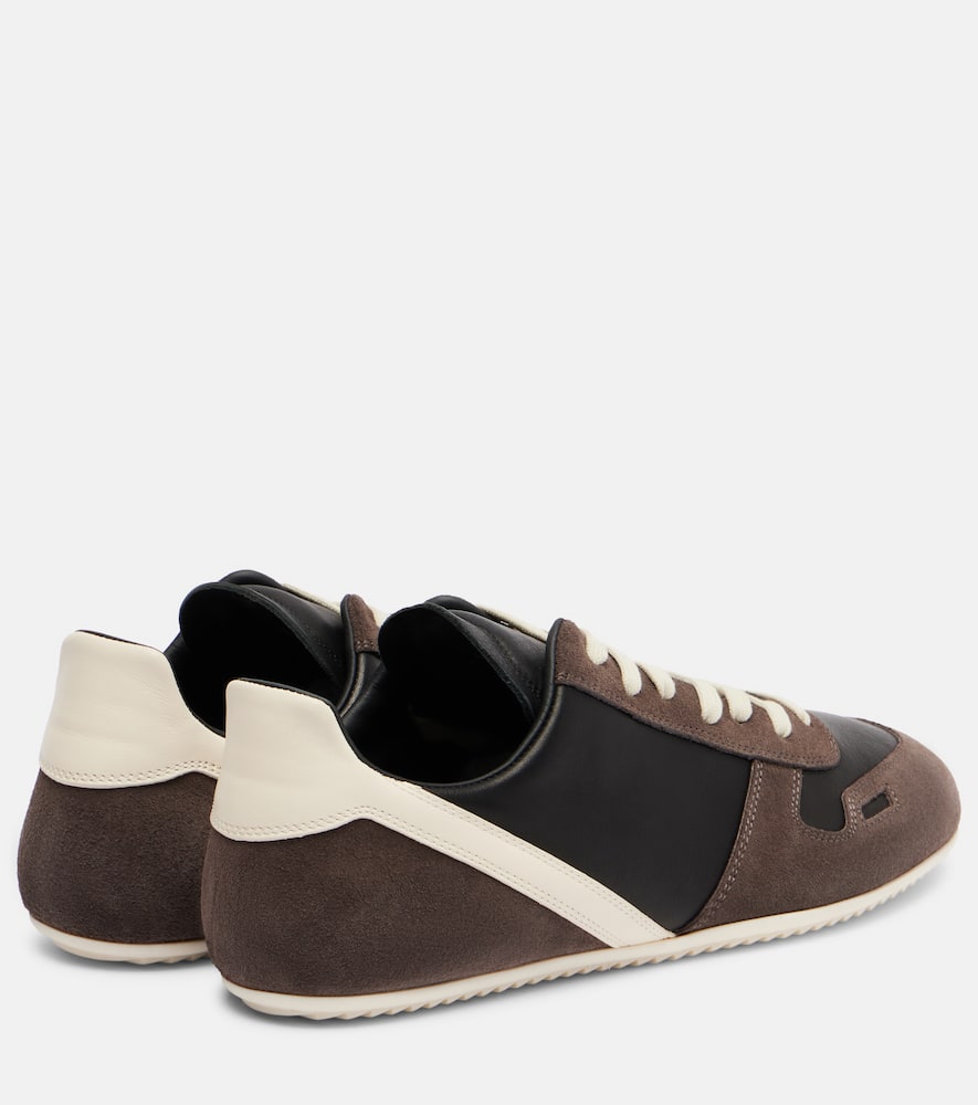 Rick Owens Minimal Leather And Suede Sneakers In Black