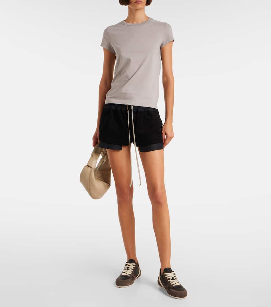 Rick Owens Minimal Leather And Suede Sneakers In Black