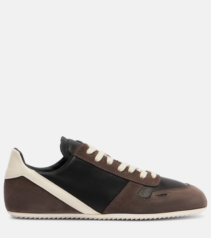 Rick Owens Minimal Leather And Suede Sneakers In Black
