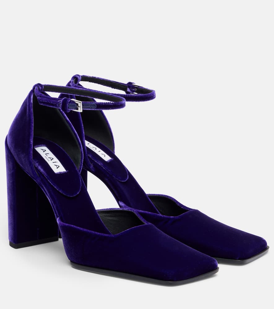 Alaïa Alaia Square 90 Velvet Pumps In Purple