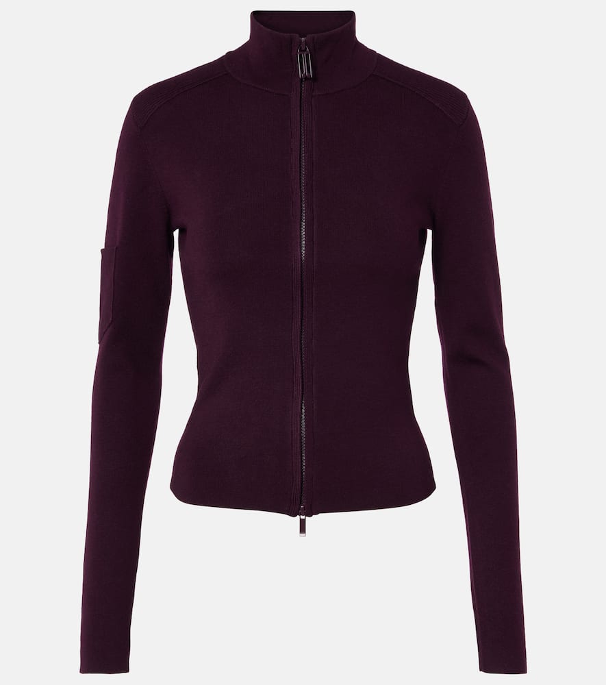 Victoria Beckham Wool-blend Zip-up Sweater In Burgundy