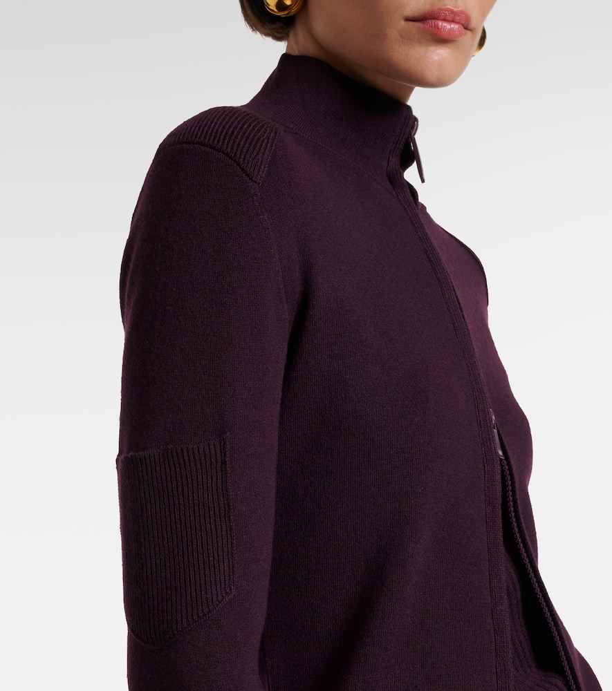 Victoria Beckham Wool-blend Zip-up Sweater In Burgundy