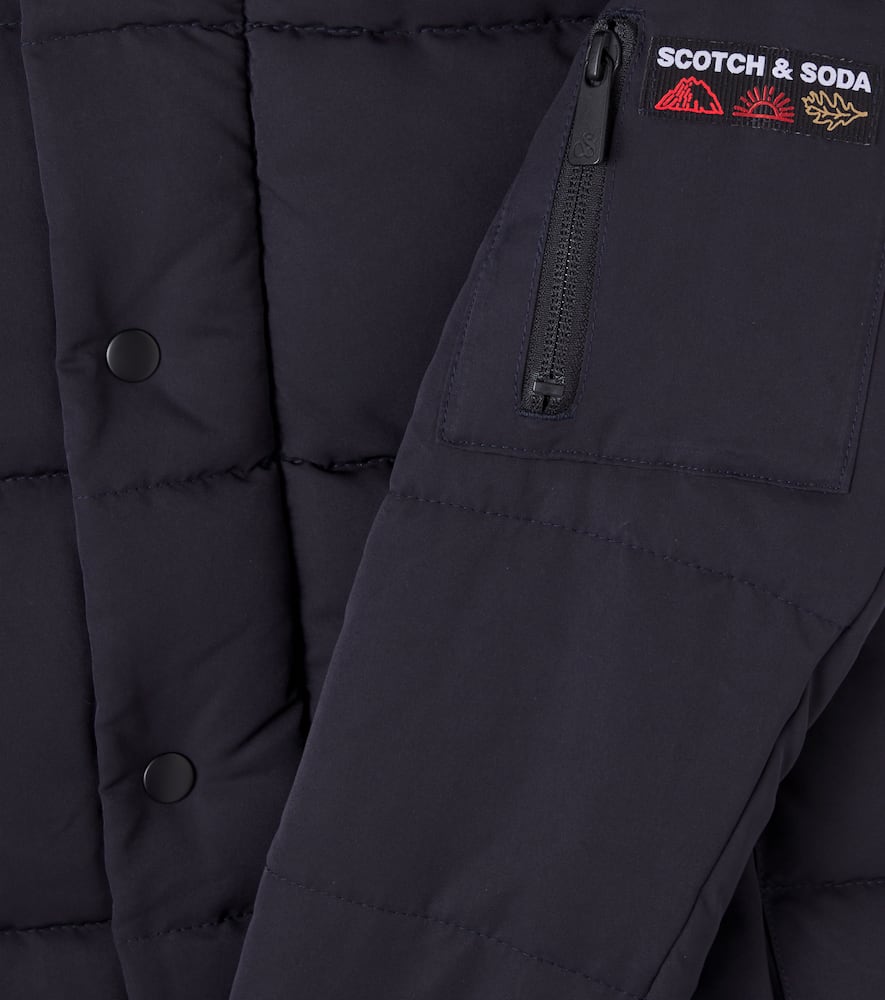 Scotch & Soda Hooded Puffer Coat In Black