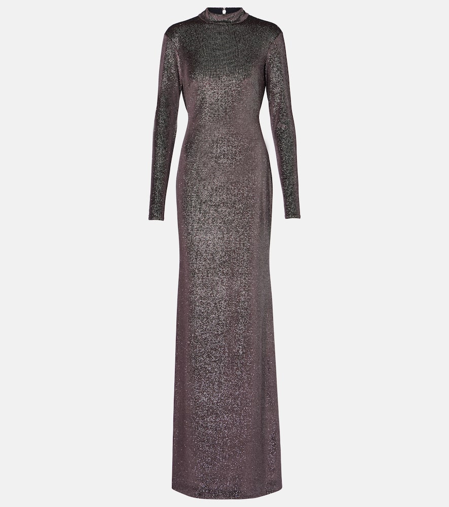 The Sei Open Back Long Sleeve Gown In Brown