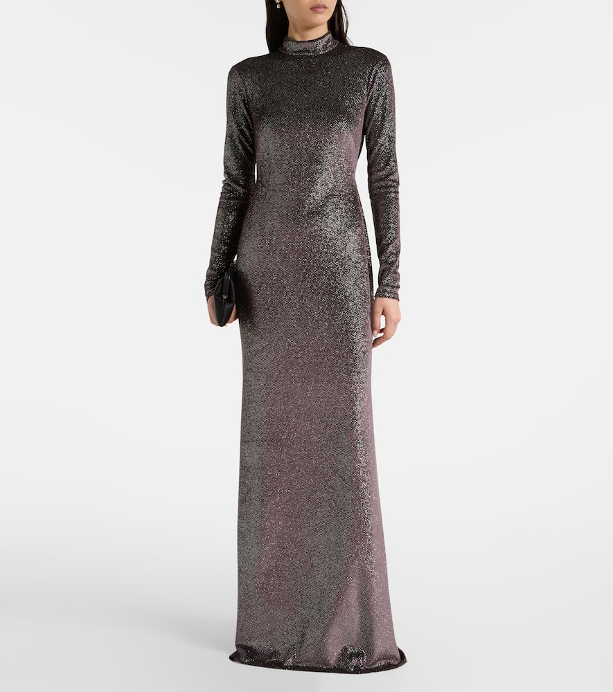 The Sei Open Back Long Sleeve Gown In Brown