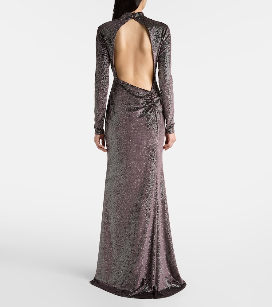 The Sei Open Back Long Sleeve Gown In Brown