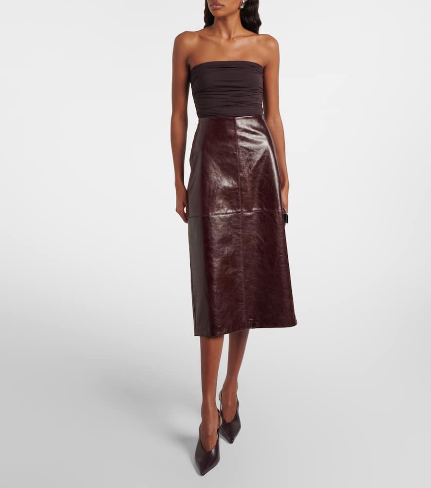 Agolde Gwyneth Ruched Bodysuit In Brown