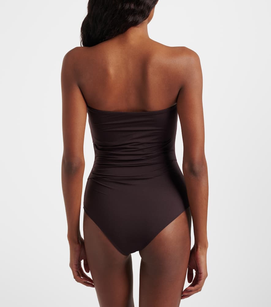 Agolde Gwyneth Ruched Bodysuit In Brown