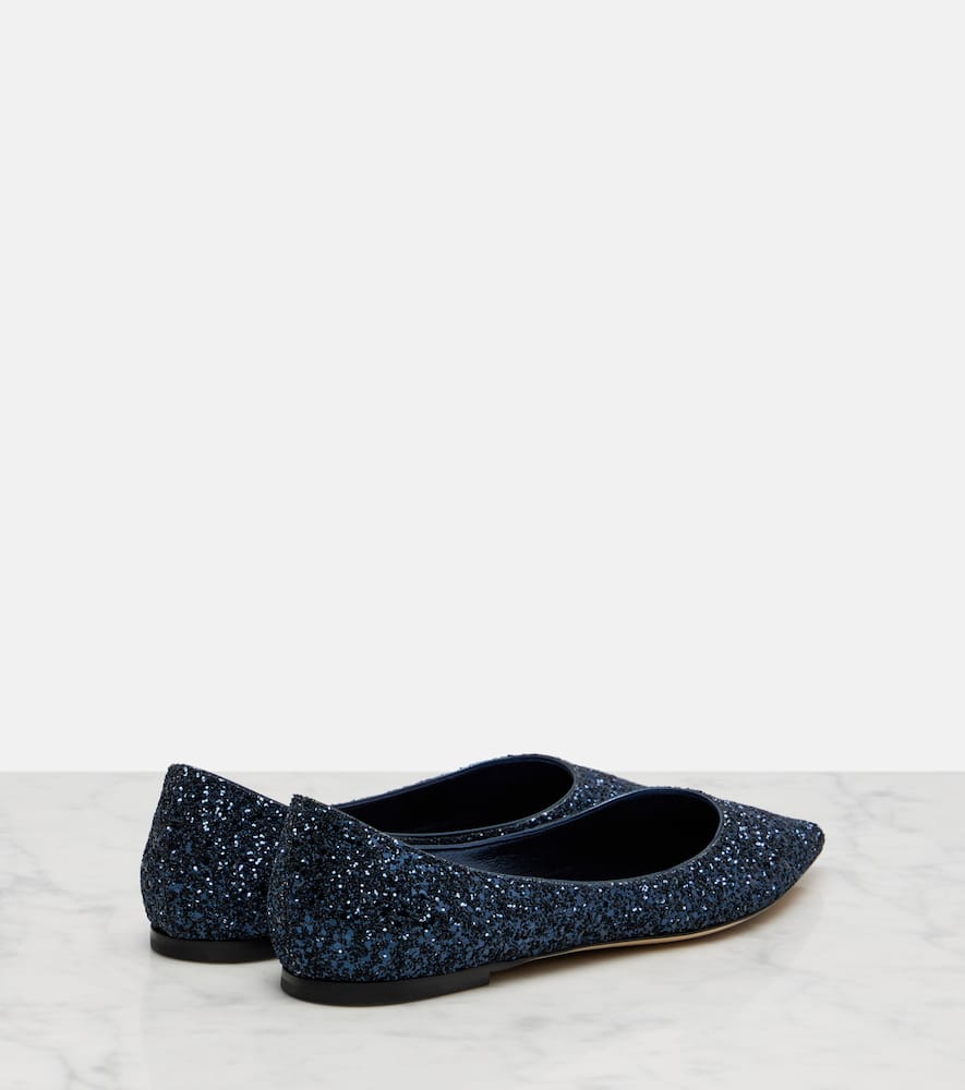 Jimmy Choo Love Glitter Ballet Flats In Blue