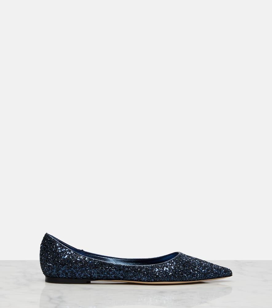Jimmy Choo Love Glitter Ballet Flats In Blue