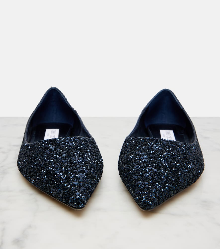 Jimmy Choo Love Glitter Ballet Flats In Blue