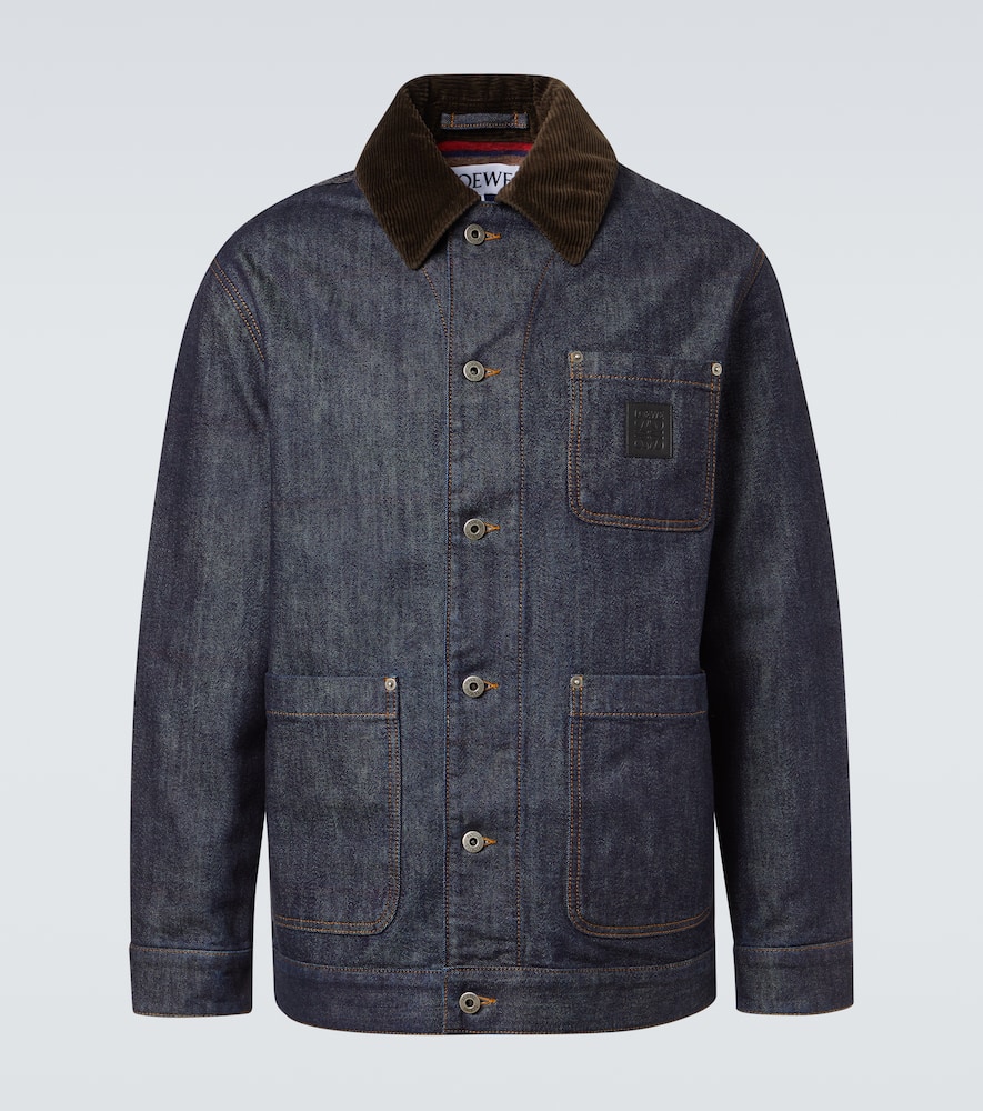 Loewe Corduroy-trimmed Denim Jacket In Blue