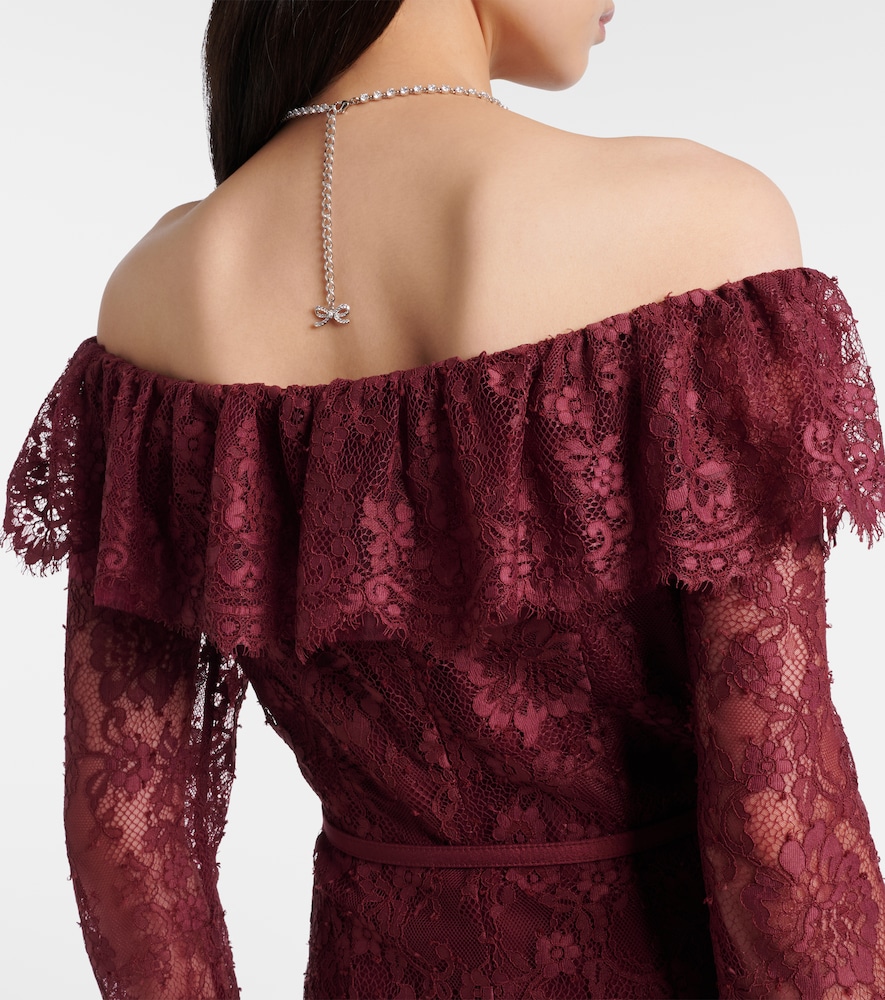  Self-portrait Self-portrait Off-shoulder-maxikleid Aus Spitze 