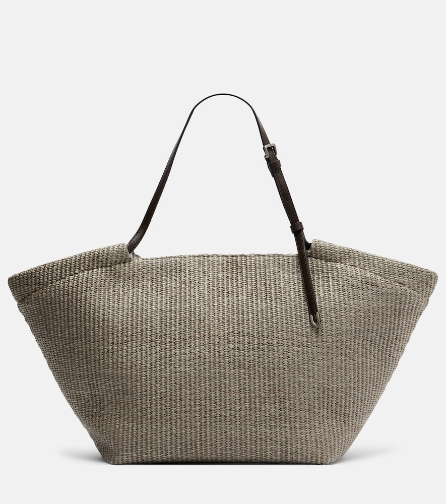 Brunello Cucinelli Leather-trimmed raffia tote bag | Thumbnail 7 Brunello Cucinelli Leather-trimmed raffia tote bag | Thumbnail 7