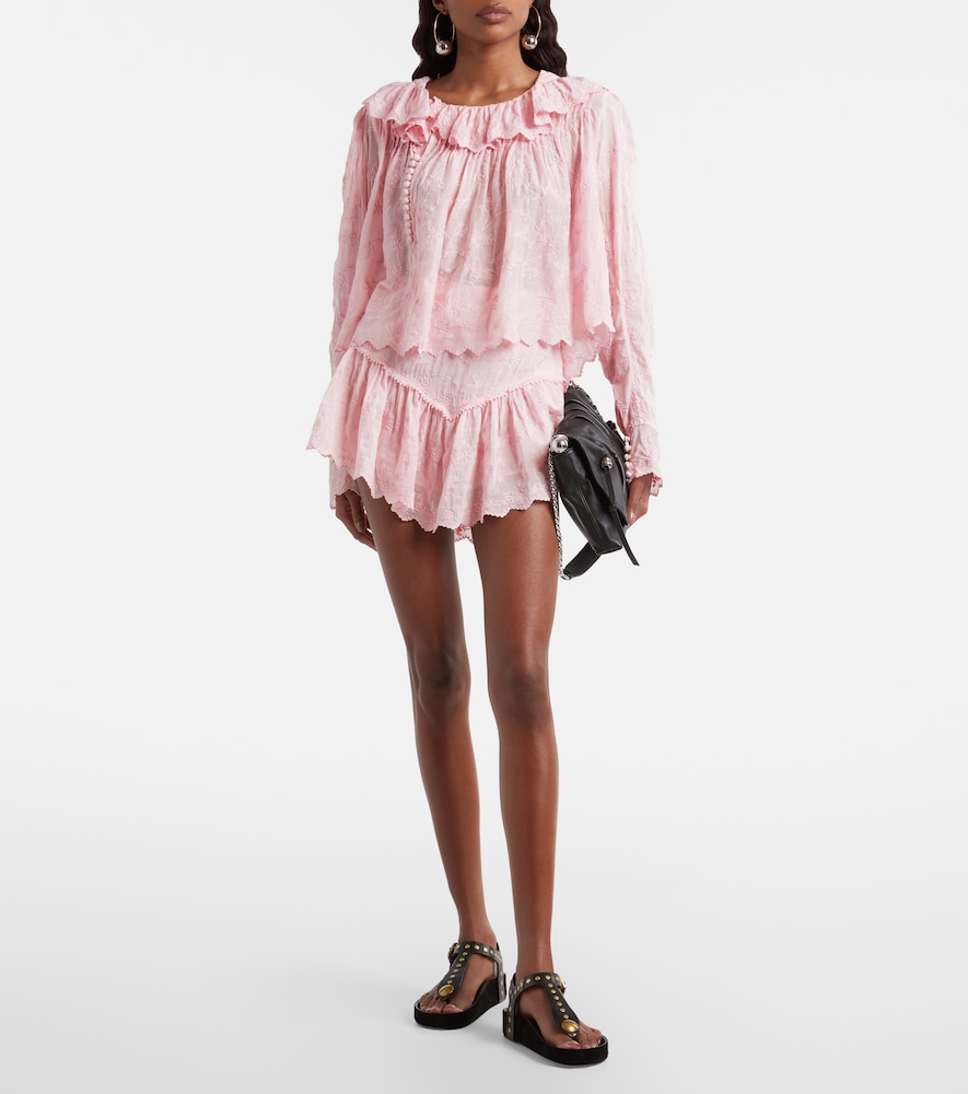  Isabel Marant Isabel Marant Embroidered Cotton And Silk Shorts 