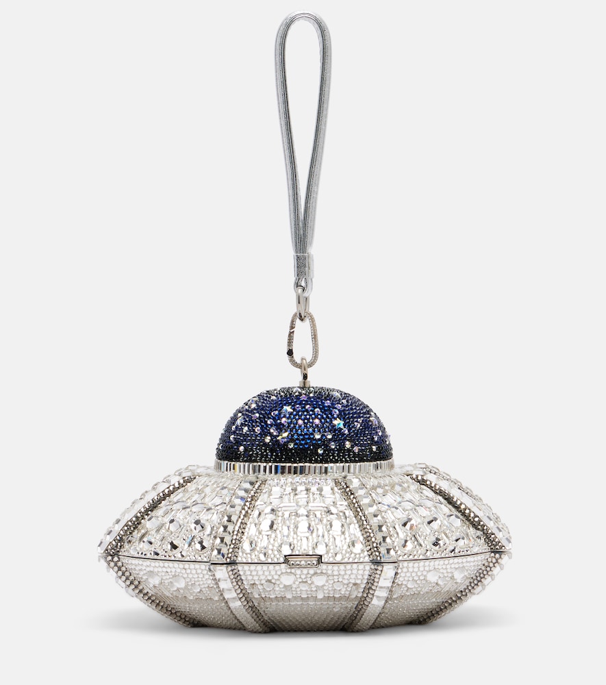 Judith Leiber Ufo Crystal-embellished Clutch In Silver