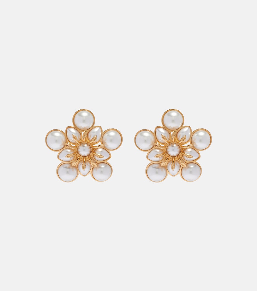 Oscar de la Renta Large faux pearl clip-on earrings