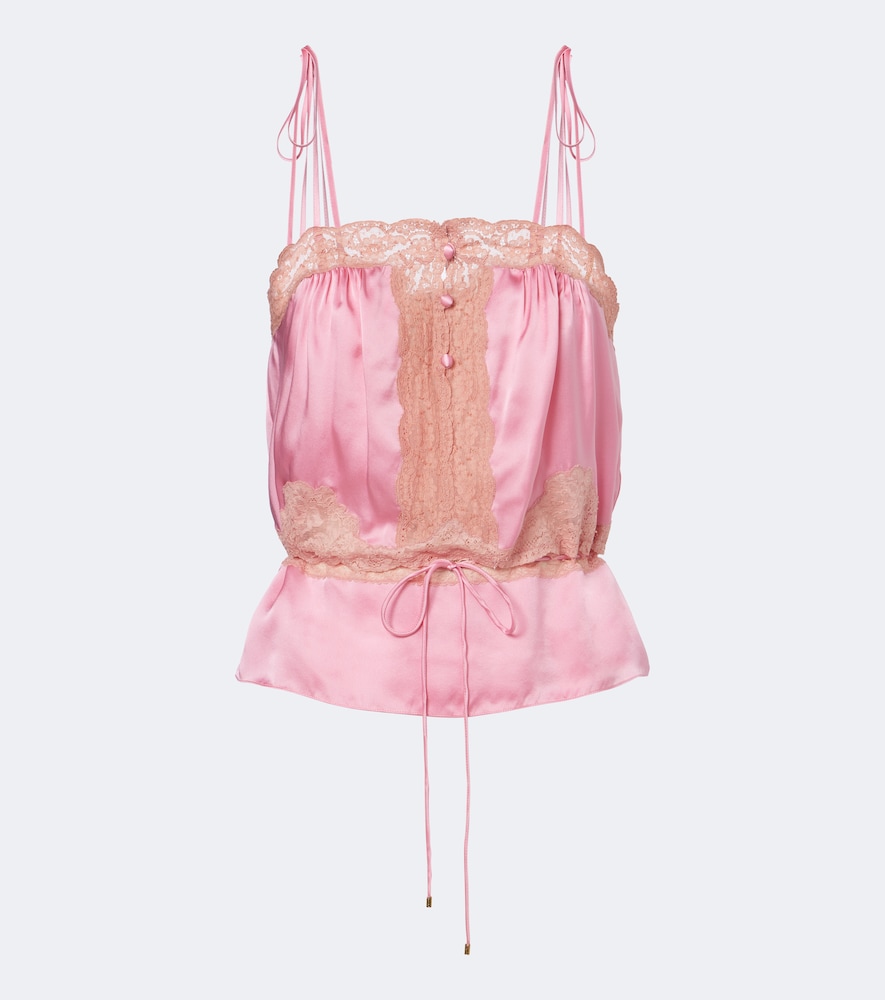 Chloé Top aus Seidensatin mit Spitze