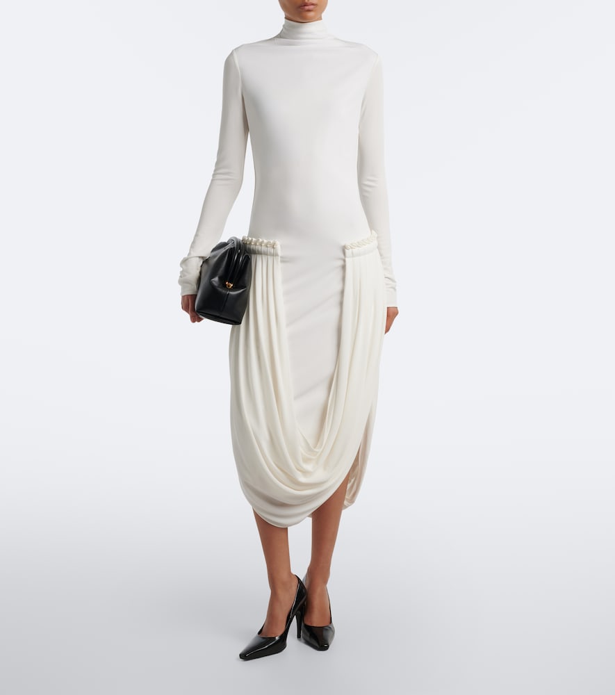 Draped-Detail Jersey Midi Dress