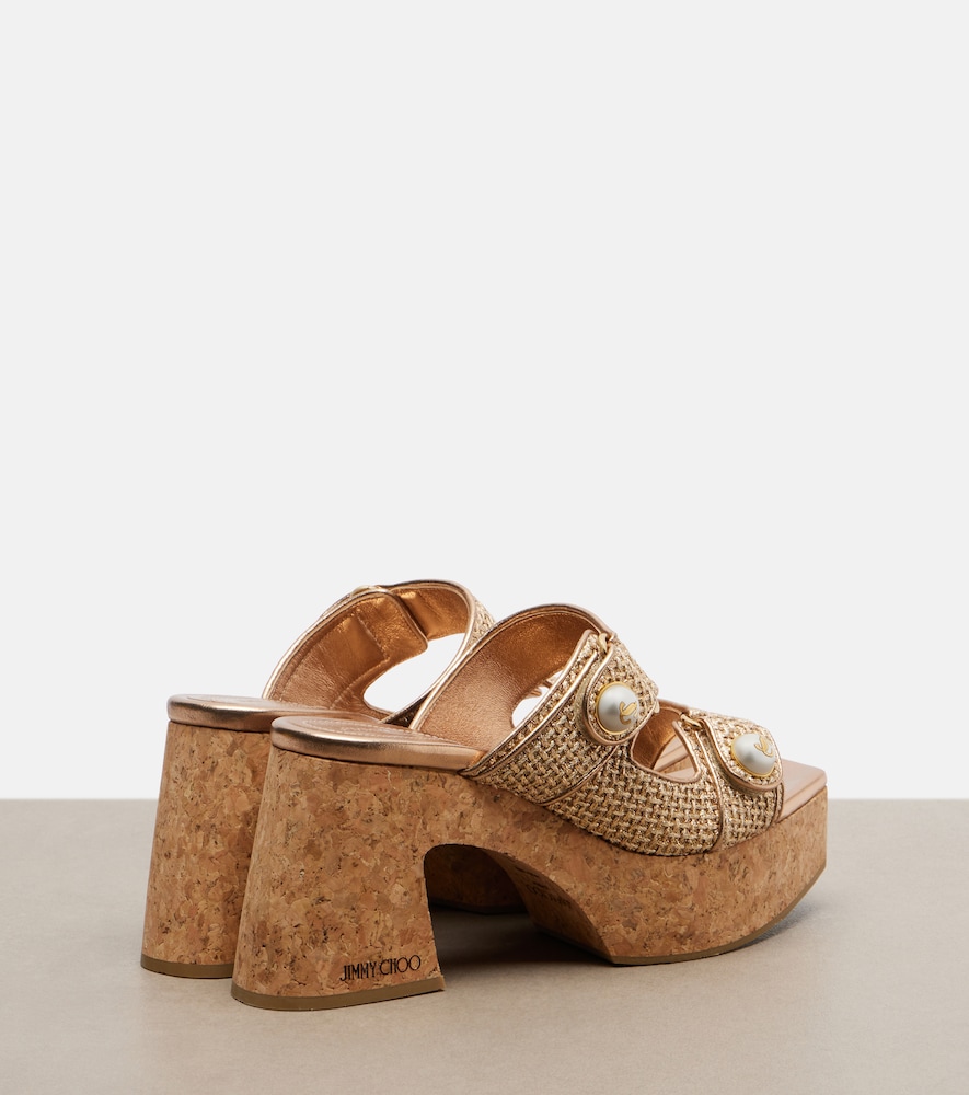  Jimmy Choo Jimmy Choo Fayence Raffia-effect Platform Sandals 