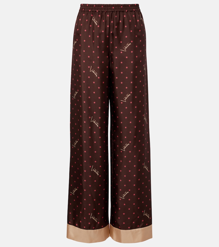 Valentino Women's Brown Printed Silk Twill Palazzo Pants UK Size 16 - Mytheresa