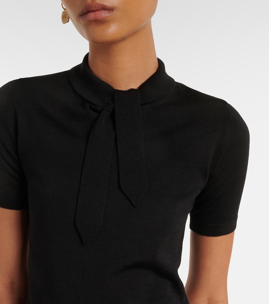 Garavani Vlogo Tie-Neck Wool-Blend Top