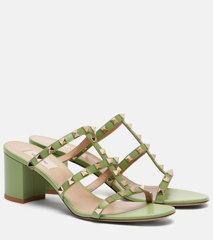 Valentino Garavani Women's Green Rockstud Leather Sandals UK Size 6.5 - Mytheresa