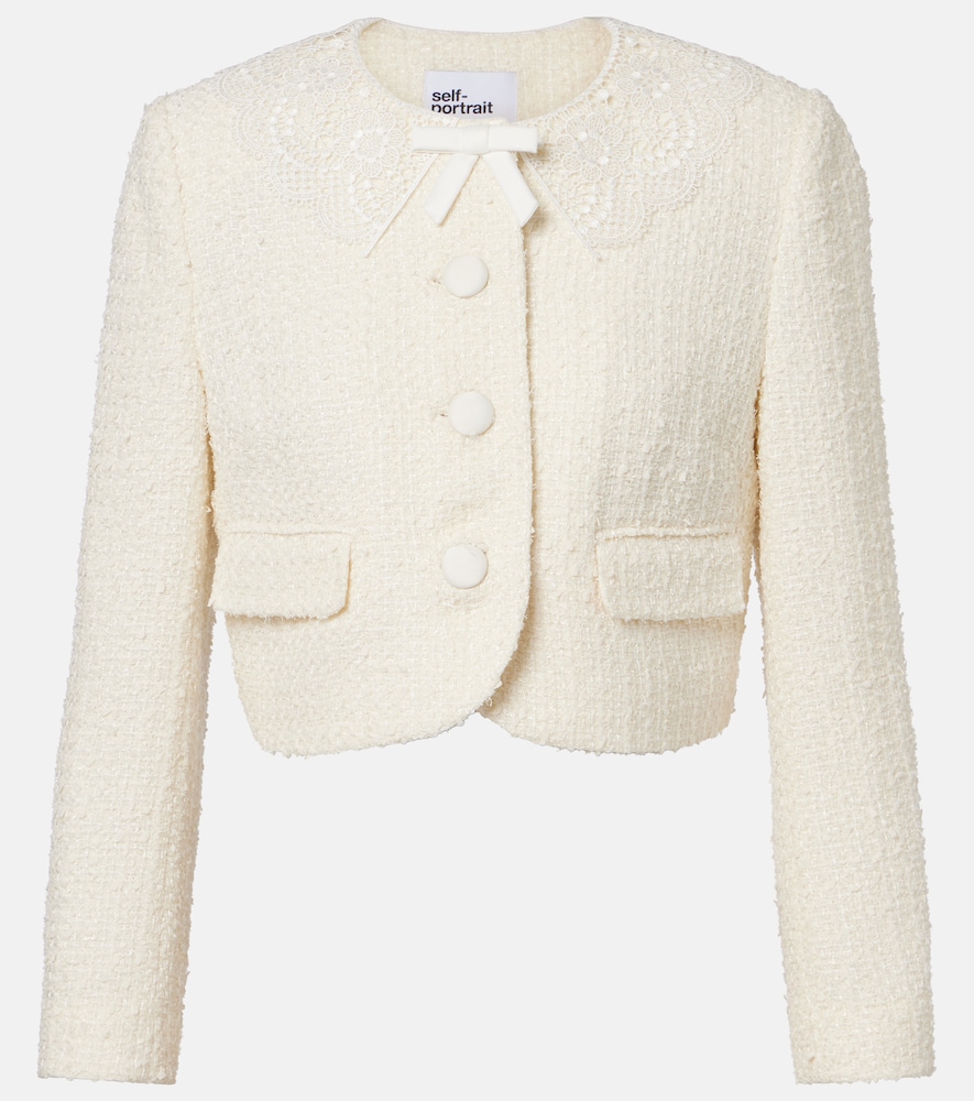 Jacke aus Bouclé mit Spitze