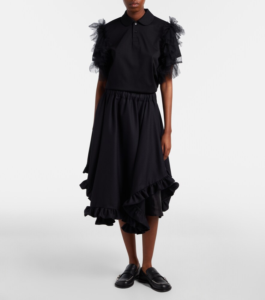 Tulle-Trimmed Cotton Polo