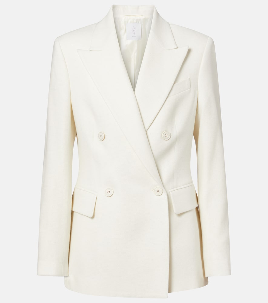 Eleventy Women's White Double-Breasted Wool And Cashmere Blazer UK Size 8 - Mytheresa