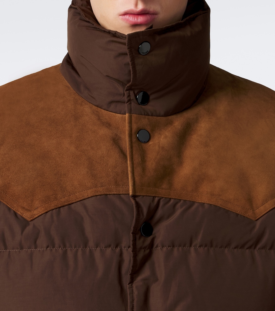 Suede-Trimmed Down Jacket