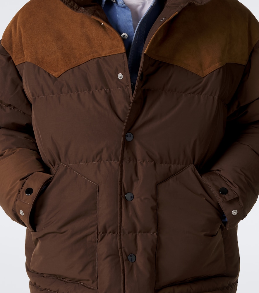Suede-Trimmed Down Jacket