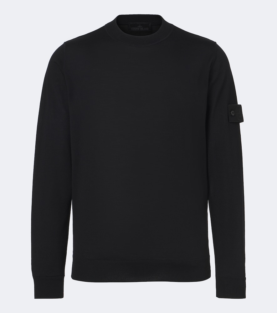 Stone Island Ghost Virgin Wool Sweater In Black
