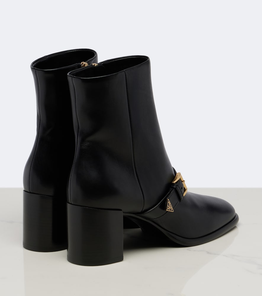 Prada Leather Ankle Boots In Black