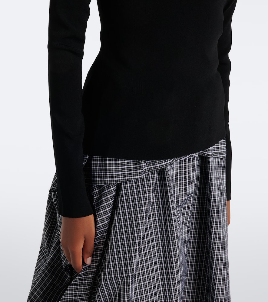 Double L Ribbed-Knit Turtleneck Top