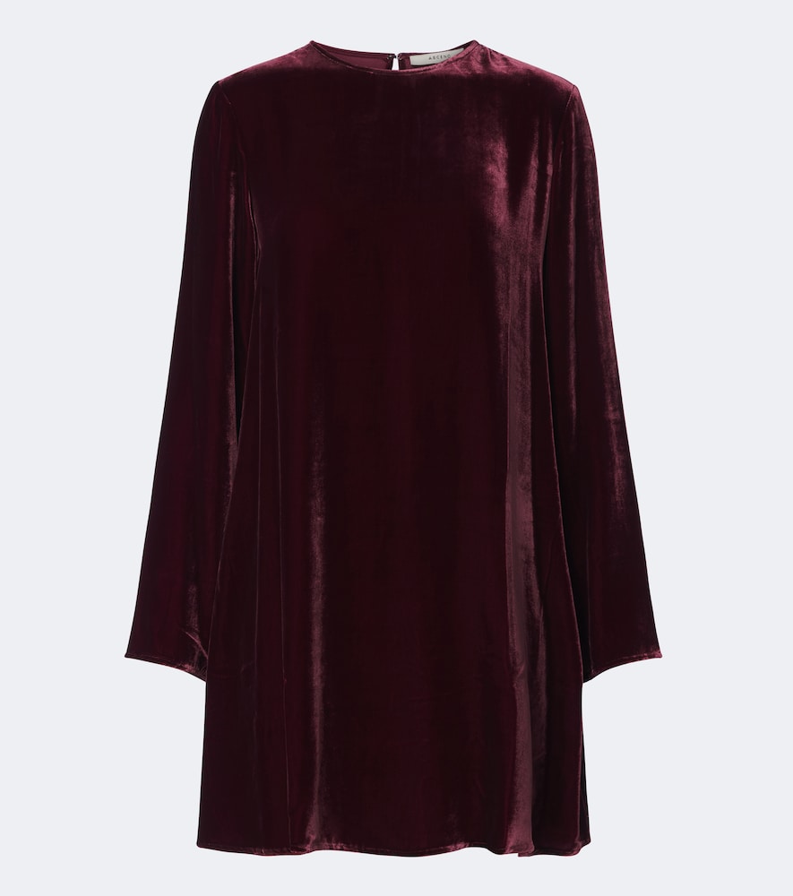 Asceno Larissa Velvet Minidress In Burgundy