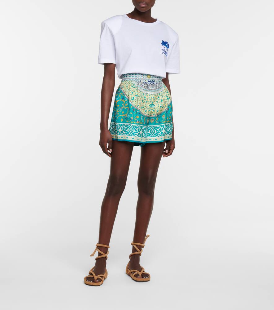 ETRO PRINTED SILK SHORTS,P00548248