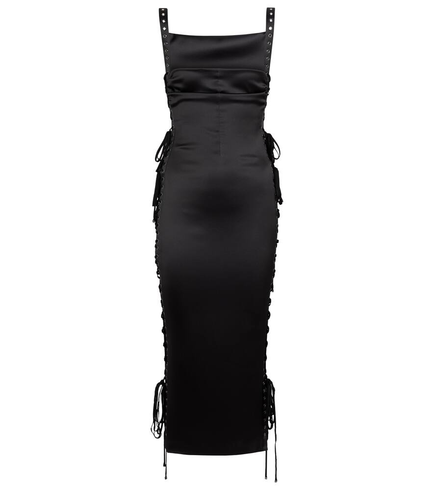 Dolce & Gabbana Lace-detail Stretch-silk Midi Dress In Black