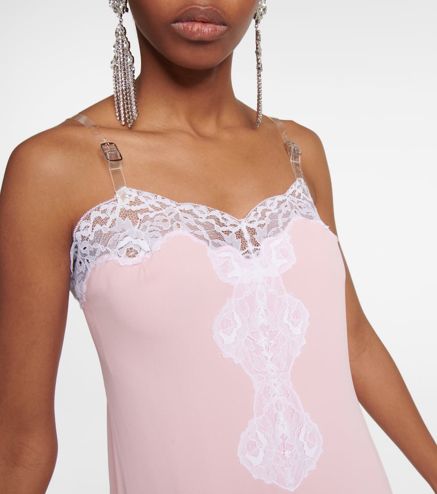 Shop Christopher Kane Lace-trimmed Maxi Slip Dress In Babypink