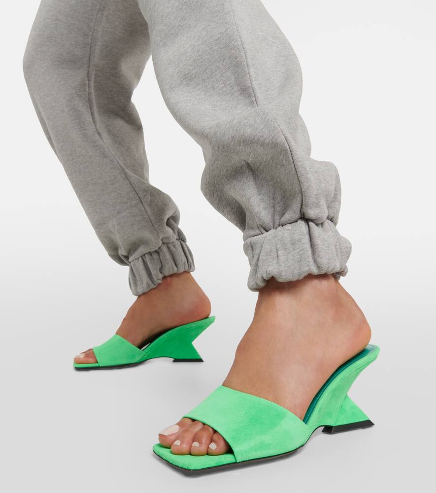 Shop Attico Cheope Suede Leather Mules In Green