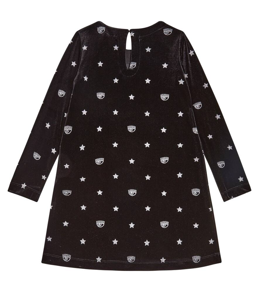 Monnalisa Embroidered Chenille Dress In Black