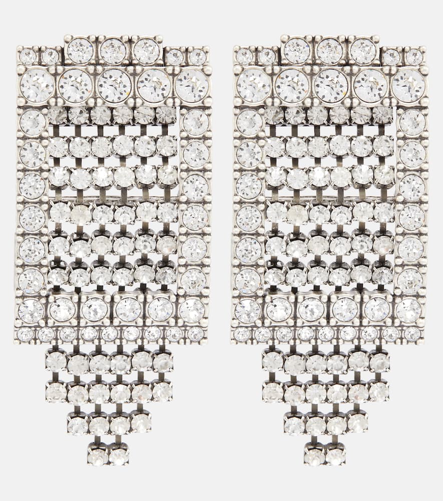 Balenciaga Crystal-embellished Drop Earrings In Silver